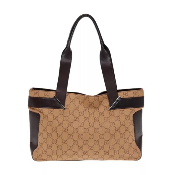 GUCCI GG Canvas Tote Bag Beige Silver 73983 Auth ac3207 - Picture 1 of 14